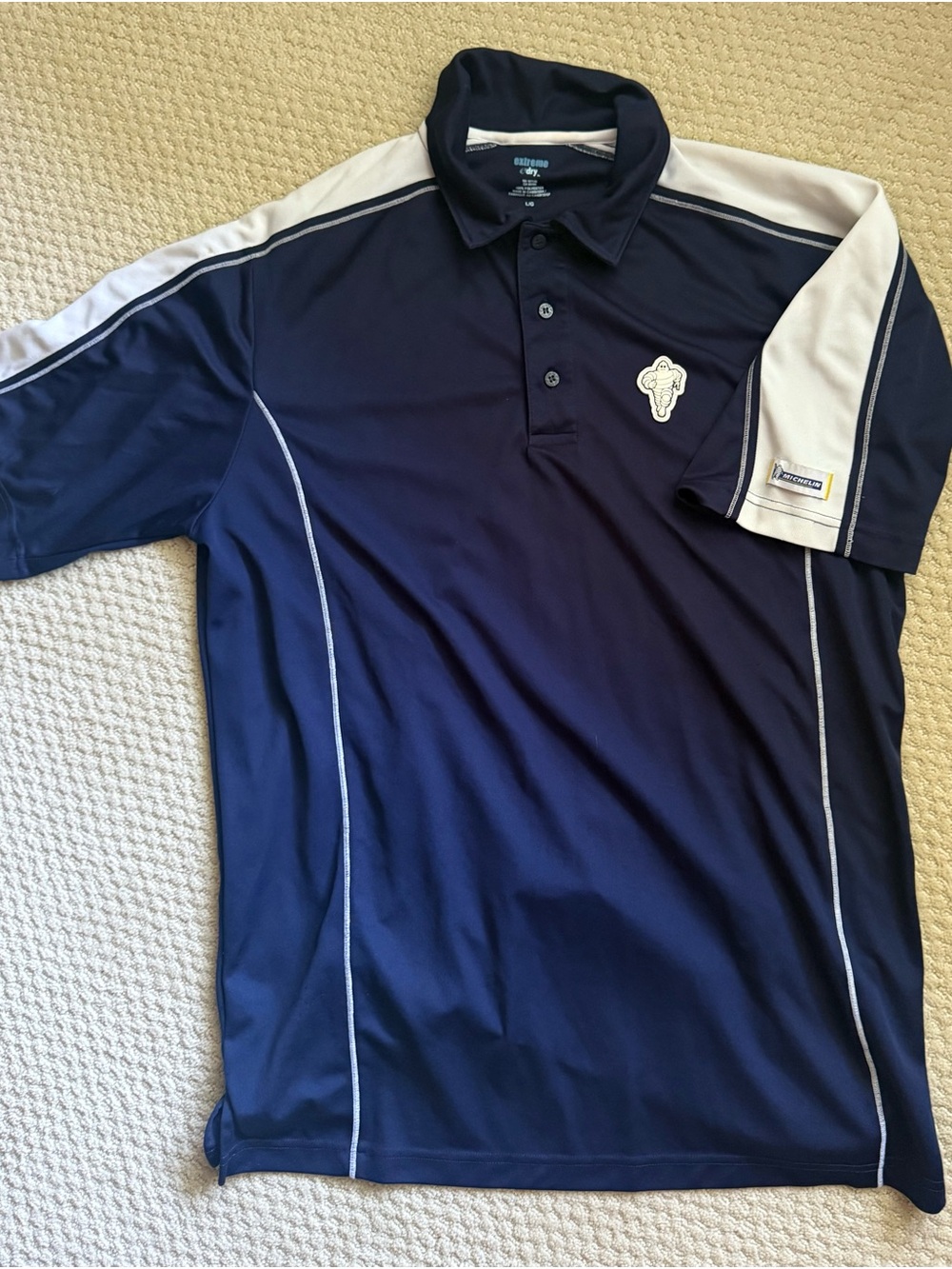 Men's Navy and White Performance Polo Shirt
